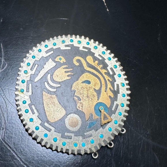 Sterling Silver Brooch with Turquoise Accents